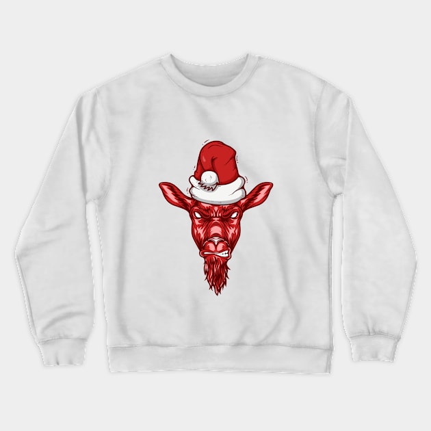 red evil  goat santa Crewneck Sweatshirt by coolouss